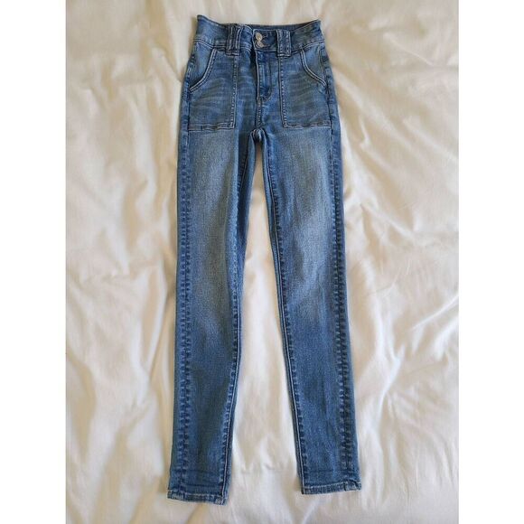 American Eagle Outfitters Super‎ Stretch Jegging Jeans Women's 00R Blue Denim - Picture 2 of 6